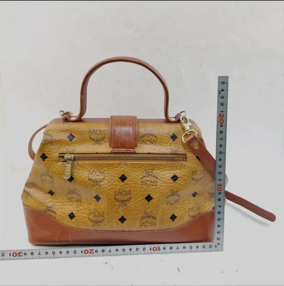 MCM Vintage Authentic Cognac Monogram Bowler Bag w/Crossbody Shoulder Strap - Picture 2 of 9